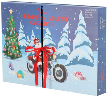 Apollo Heren sokken adventskalender 12-paar kerst giftbox Blauw - 42-46
