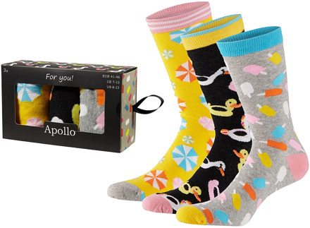 Apollo Heren sokken met print giftbox summer 3-pack Print / Multi - 41-46