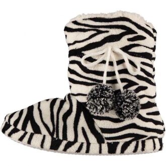 Apollo Hoge dames sloffen met zebra print zwart/wit 37-38 - Sloffen - volwassenen Multikleur