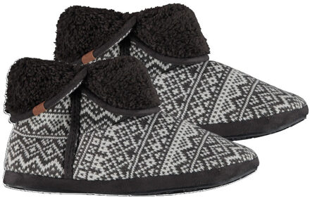 Apollo Hoge pantoffels/sloffen Folklore - gebreid - dames - zwart - maat 41-42 - 41/42