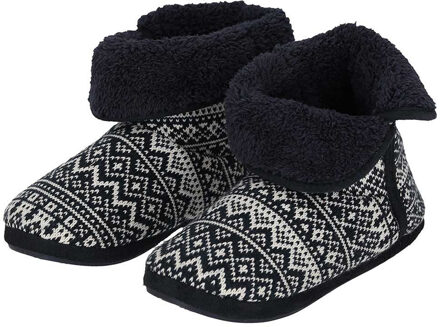 Apollo Hoge pantoffels/sloffen Folklore - gebreid - heren - navy 43-44