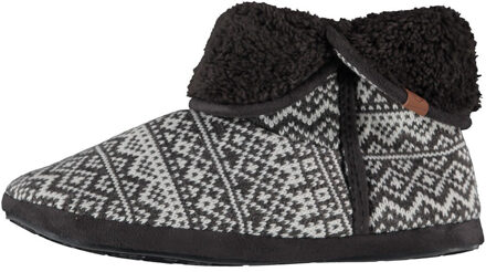 Apollo Hoge pantoffels/sloffen Folklore - gebreid - heren - zwart - maat 41-42 - 41/42