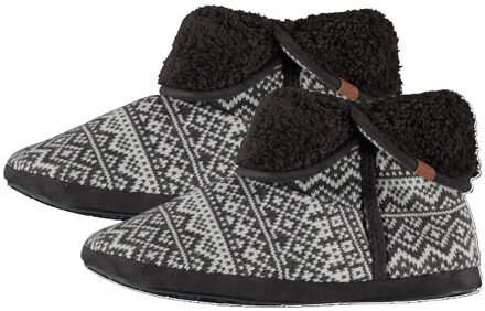 Apollo Hoge pantoffels/sloffen Folklore - gebreid - jongens - zwart - maat 41-42 41/42