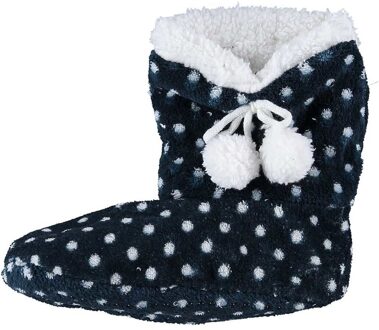 Apollo Hoge sloffen/pantoffels stippenprint - voor kinderen - blauw - maat 28-30 28/30