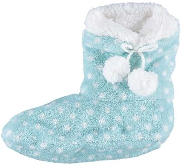 Apollo Hoge sloffen/pantoffels stippenprint - voor kinderen - lichtblauw - maat 31-33 - 31/33