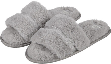 Apollo huisslippers/instapsloffen/pantoffels - kinderen - imitatiebont - grijs - maat 37-38 - 37/38