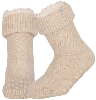 Apollo Huissloffen - dames - schapenwol - slofsokken - creme - fleece gevoerd 35-38