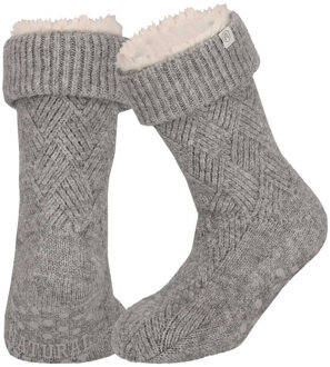 Apollo Huissloffen - dames - schapenwol - slofsokken - grijs - fleece gevoerd 39-42
