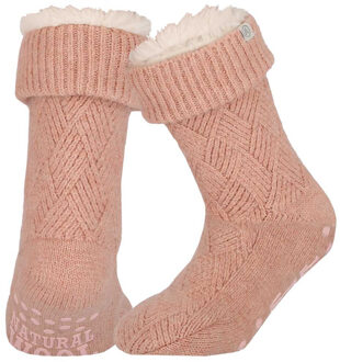 Apollo Huissloffen - dames - schapenwol - slofsokken - roze - fleece gevoerd 39-42