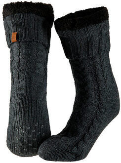 Apollo Huissokken - antraciet - anti-slip - fleece/gebreid - heren - one size - slofsokken