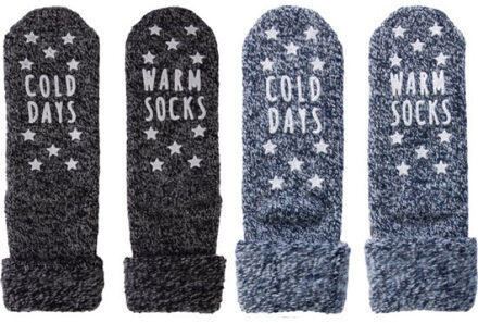 Apollo Huissokken dames blauw zwart 2 pack maat - maat 39-42