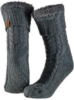 Apollo Huissokken - grijs - anti-slip - fleece/gebreid - heren - one size - slofsokken