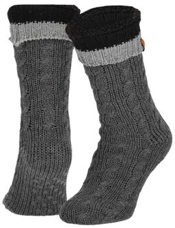 Apollo huissokken heren/dames - antraciet - maat 41-46 - anti-slip - Gebreid/fleece One size