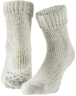 Apollo huissokken/slofsokken - Anti-slip - schapenwol - volwassenen - lichtgrijs - warme wintersokke - One size;;;