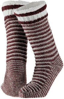Apollo huissokken/slofsokken - Dames - anti-slip rib gebreide/fleece - bordeaux rood - one size