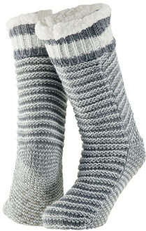 Apollo huissokken/slofsokken - Dames - anti-slip rib gebreide/fleece - grijs - one size One size