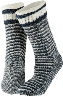 Apollo huissokken/slofsokken - Dames - anti-slip rib gebreide/fleece - navy - one size One size