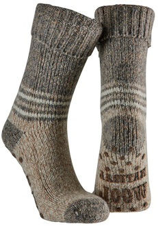 Apollo Huissokken/slofsokken - met anti slip zool - beige - heren - maat 43-46 - 43/46