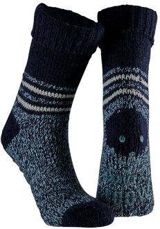 Apollo Huissokken/slofsokken - met anti slip zool - blauw - heren - maat 43-46 43/46