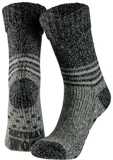 Apollo Huissokken/slofsokken - met anti slip zool - grijs - heren - maat 39-42 - 39/42