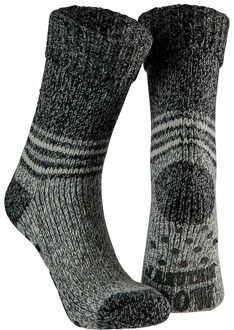 Apollo Huissokken/slofsokken - met anti slip zool - grijs - heren - maat 43-46 - 43/46