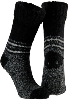 Apollo Huissokken/slofsokken - met anti slip zool - zwart - heren - maat 43-46 - 43/46