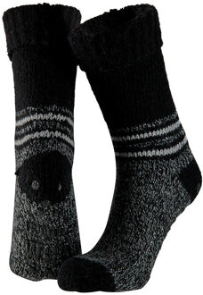 Apollo Huissokken/slofsokken - met anti slip zool - zwart - volwassenen - maat 43-46 - 43/46