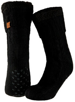 Apollo Huissokken - zwart - anti-slip - fleece/gebreid - heren - one size - slofsokken One size
