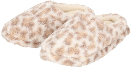 Apollo Instap sloffen - beige - luipaard print - pantoffels - antislip zool 37-38