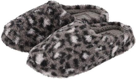 Apollo Instap sloffen - donkergrijs - luipaard print - pantoffels - antislip zool
