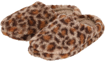 Apollo Instap sloffen - maat 37/38 - bruin - luipaard print - pantoffels - antislip zool