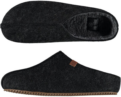 Apollo instappers slippers/pantoffels - antraciet - heren - maat 41-42 - polyester - rubber zool - 41/42