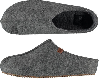 Apollo instappers slippers/pantoffels - grijs - heren - maat 45-46 - polyester - rubber zool - 45/46
