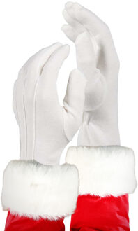 Apollo Kerstman handschoenen - wit - maat L - kort model - katoen - verkleden