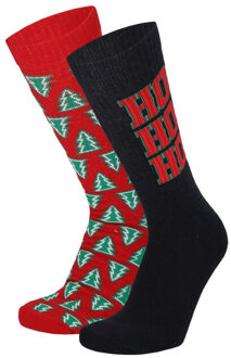 Apollo Kerstsokken heren dames navy / rood sportsokken 2-pack Veelkleurig - 41-46