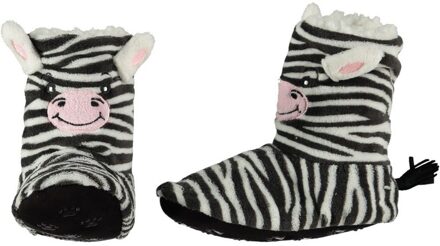 Apollo Kinder hoge dieren pantoffels/sloffen zebra 31-33 - sloffen - kinderen Zwart