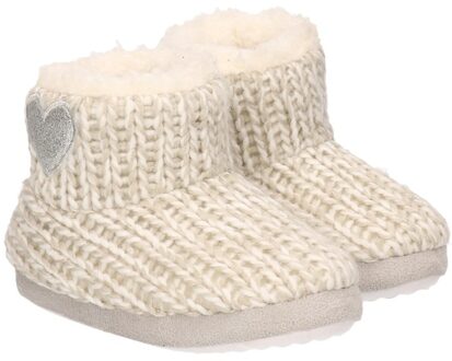 Apollo Kinder sloffen/pantoffels met hart - hoog model - lichtgrijs - maat 29-30 - 29/30