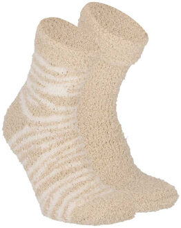 Apollo Kinderen bedsokken/huissokken - 2-pak - beige/wit - maat 36-40 36/40