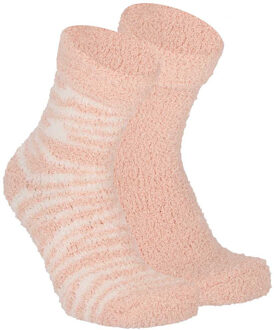 Apollo Kinderen bedsokken/huissokken - 2-pak - roze/wit - maat 36-40 36/40