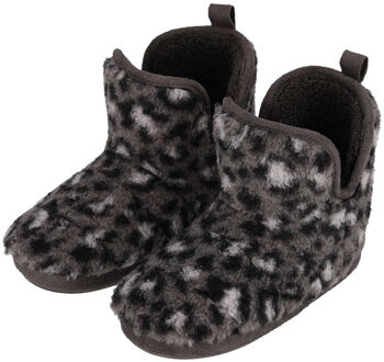 Apollo kindersloffen - luipaard - donkergrijs - pantoffels - met antislip - voor kinderen 31-32