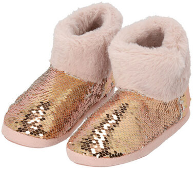 Apollo kindersloffen - pailletten - roze - pantoffels - met antislip - voor kinderen 33-34
