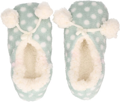 Apollo Meisjes ballerina sloffen/pantoffels mint groen met witte stippen maat 28-30 - sloffen - kinderen