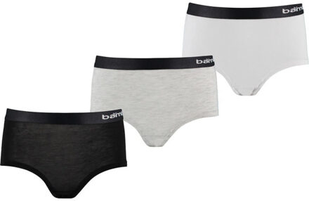 Apollo Meisjes bamboe hipster 3-pack zwart grijs wit - maat 122/128 Veelkleurig