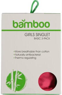 Apollo Meisjes bamboe singlet hemden 3-pack blauw roze rood spaghettibandjes onderhemd - maat 134/140 Veelkleurig