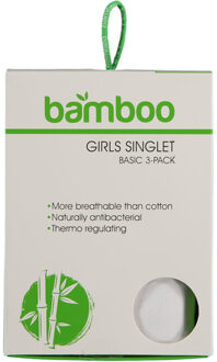 Apollo Meisjes bamboe singlet hemden 3-pack zwart grijs wit spaghettibandjes onderhemd - maat 110/116 Veelkleurig