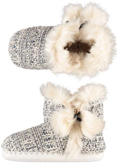 Apollo Meisjes hoge pantoffels/sloffen gebreid zwart/wit maat 31-32 - 31/32