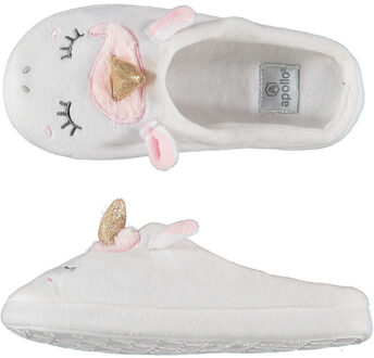 Apollo Meisjes instap slippers/pantoffels eenhoorn - wit - maat 33-34 - Kindersloffen - 33/34
