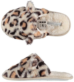 Apollo Meisjes instap slippers/pantoffels luipaard print maat 31-32 - Sloffen - volwassenen Beige