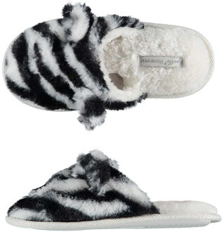 Apollo Meisjes instap slippers/pantoffels zebra print maat 31-32 - Sloffen - volwassenen Wit