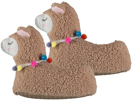 Apollo meisjes / jongens sloffen alpaca / lama - dieren pantoffels - lichtbruin - maat 31-32 - 31/32